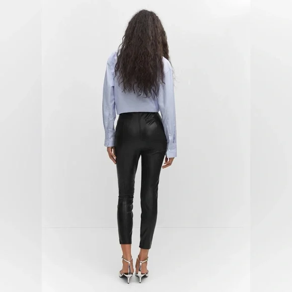 Mango leather effect leggings with split hems NWT - Picture 2 of 6